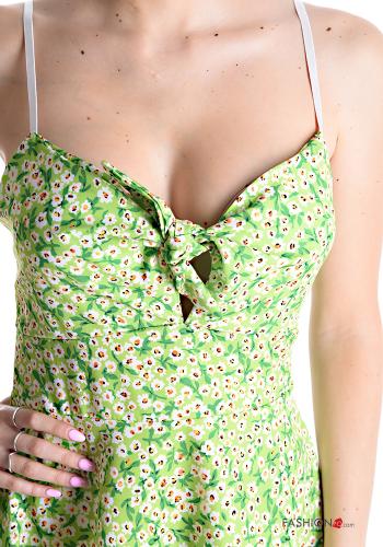 Floral adjustable backless Dress plunging neckline with elastic with knot with flounces - ph 4
