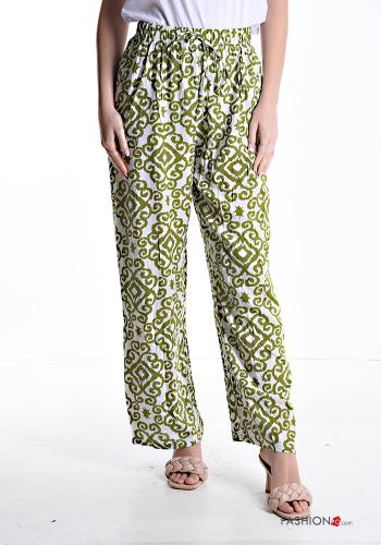 Pantalone wide leg Fantasia batik con elastico - ph 1