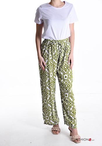 Pantalone wide leg Fantasia batik con elastico - ph 5