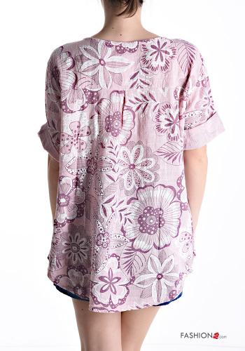 Blusa in Cotone maniche corte con bottoni - ph 2
