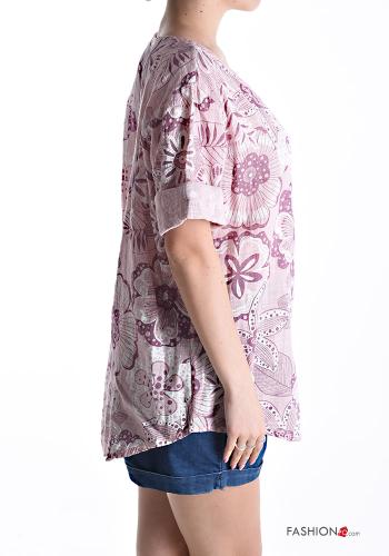 Blusa in Cotone maniche corte con bottoni - ph 3