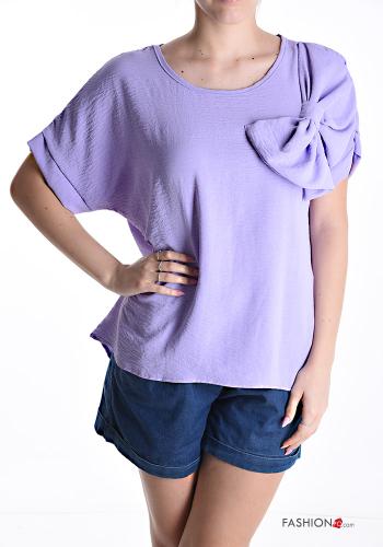 Blusa manga corta cuello redondo con lazo - ph 1