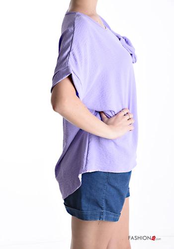 Blusa manga corta cuello redondo con lazo - ph 3