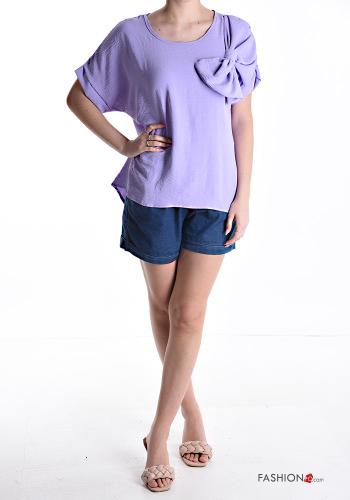 Blusa manga corta cuello redondo con lazo - ph 5