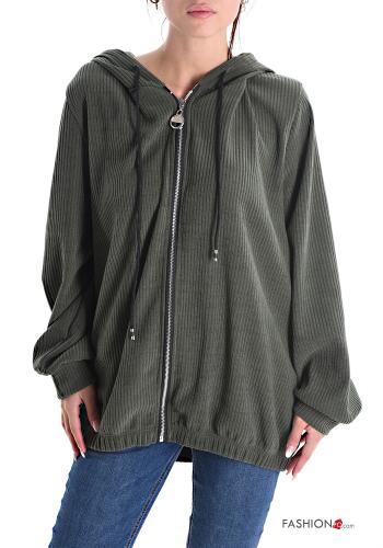 Giacca costine con zip con cappuccio - ph 1