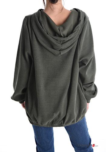 Giacca costine con zip con cappuccio - ph 2