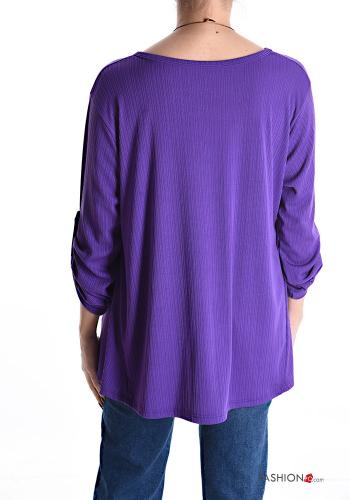 Blusa maniche a tre quarti con collana con bottoni - ph 2