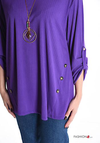 Blusa maniche a tre quarti con collana con bottoni - ph 4