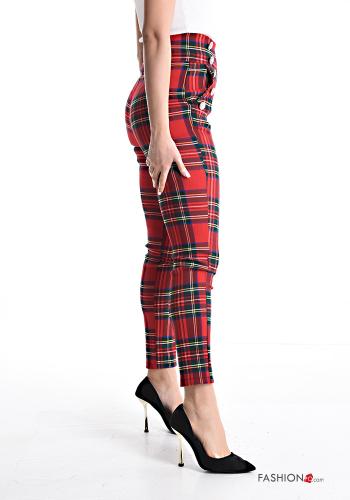 Pantalone skinny Fantasia tartan con bottoni con zip - ph 3