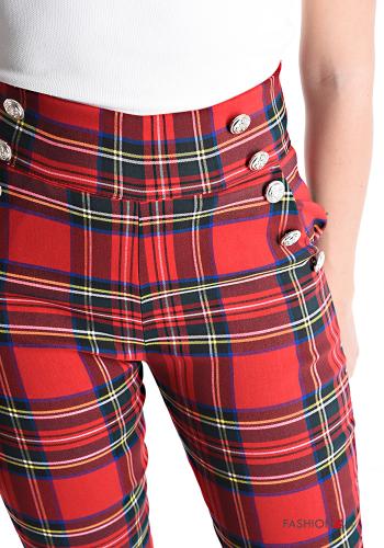 Pantalone skinny Fantasia tartan con bottoni con zip - ph 4