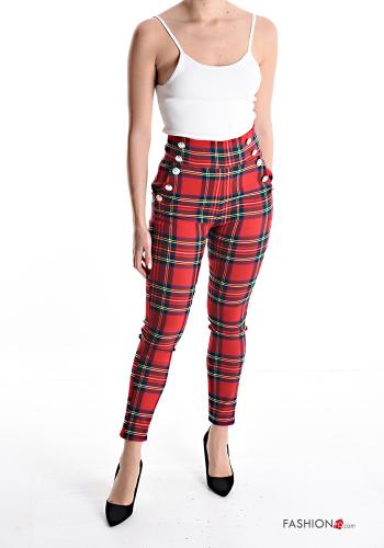 Pantalone skinny Fantasia tartan con bottoni con zip - ph 5