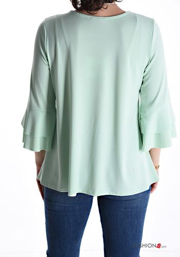 Blusa con volantes con collar manga tres cuartos - ph 2