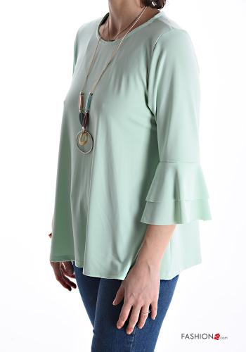 Blusa con volantes con collar manga tres cuartos - ph 3