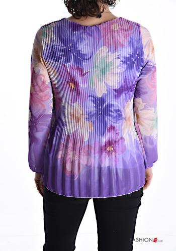 Blumenmuster plissiert Bluse - ph 2