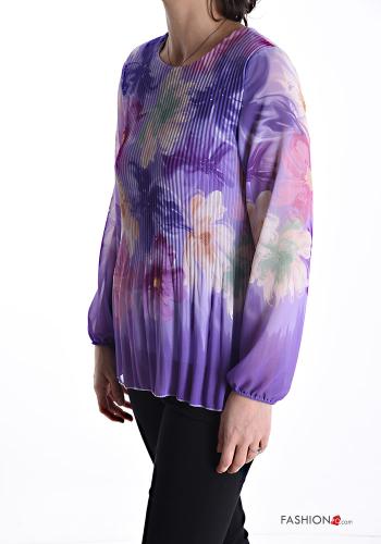 Blumenmuster plissiert Bluse - ph 3