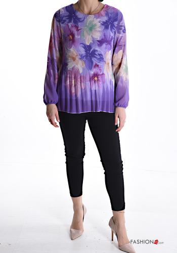 Blumenmuster plissiert Bluse - ph 5