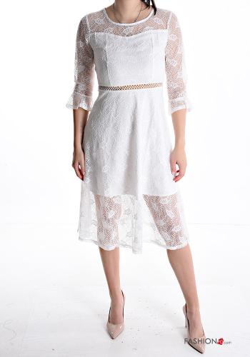 lace trim Dress 3/4 sleeve