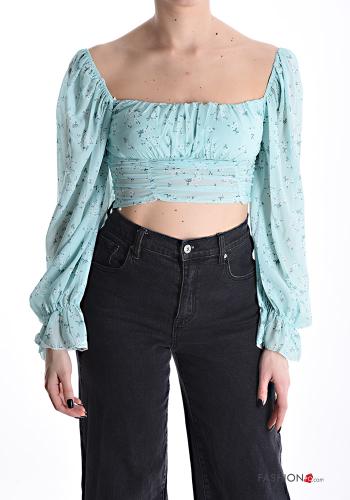 Floral Top bardot neckline