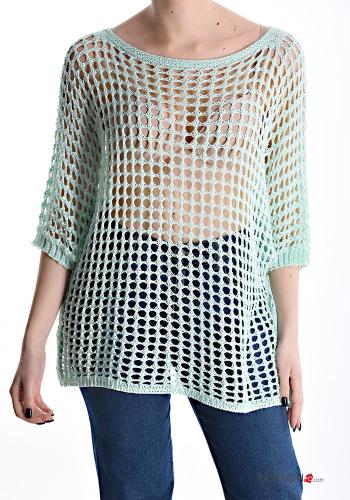 Maglione a rete maniche a tre quarti