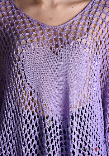 heart motif fishnet Sweater with v-neck - ph 4