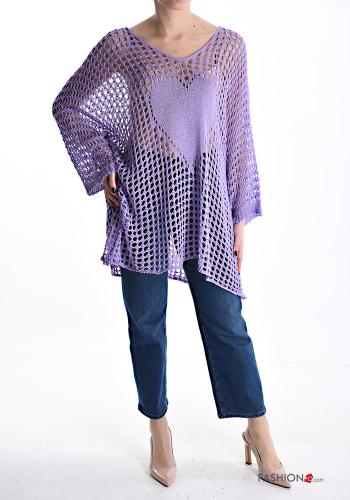 heart motif fishnet Sweater with v-neck - ph 5