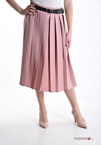 pleated midi Skirt with belt with elastic