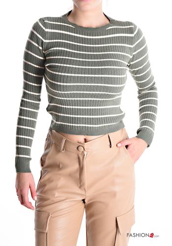 Maglione corto Fantasia righe con scollo a barca - ph 1