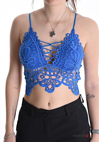 Top scollato sulla schiena pizzo corto Fantasia ricamata con coppe scollo profondo