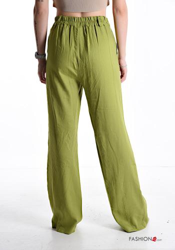 Pantalone in Lino lungo con tasche con bottoni con zip - ph 2