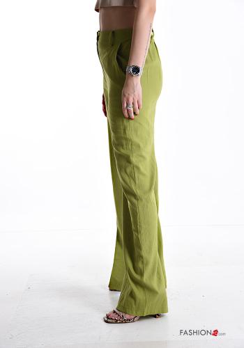 Pantalone in Lino lungo con tasche con bottoni con zip - ph 3
