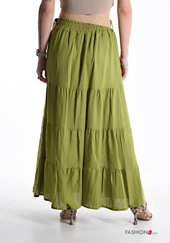 Gonna in Lino lungo con elastico con cintura con balze - ph 2