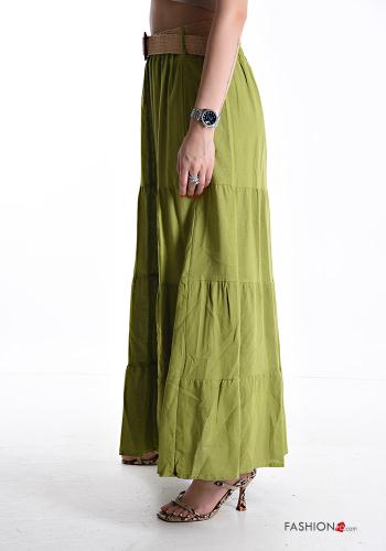 Gonna in Lino lungo con elastico con cintura con balze - ph 3