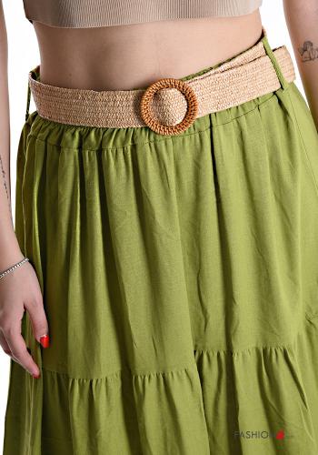 Gonna in Lino lungo con elastico con cintura con balze - ph 4