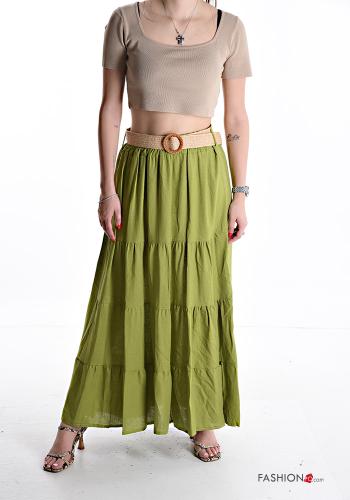 Gonna in Lino lungo con elastico con cintura con balze - ph 5