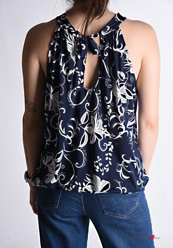 Top senza maniche scollato sulla schiena Fantasia floreale con fiocco - ph 2