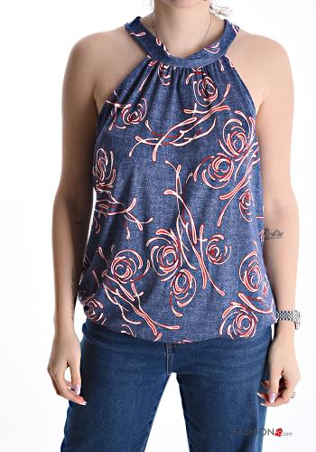 Top senza maniche scollato sulla schiena Fantasia astratta con fiocco - ph 1