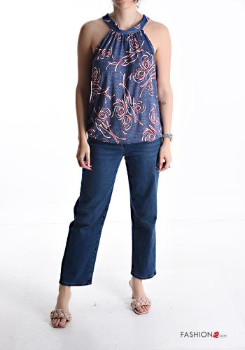 Top senza maniche scollato sulla schiena Fantasia astratta con fiocco - ph 5