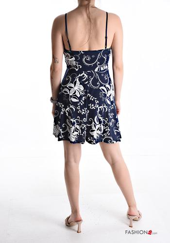 Blumenmuster verstellbarer kurz ärmellos Kleid mit Schleife - ph 2