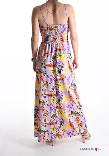 Robe longue ajustable à dos nu à Imprimé Floral avec élastique décolleté profond - ph 2