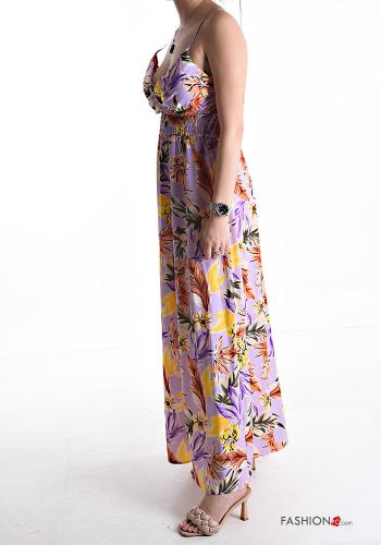 Robe longue ajustable à dos nu à Imprimé Floral avec élastique décolleté profond - ph 3