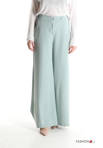 high waist wide leg Trousers with pockets with elastic