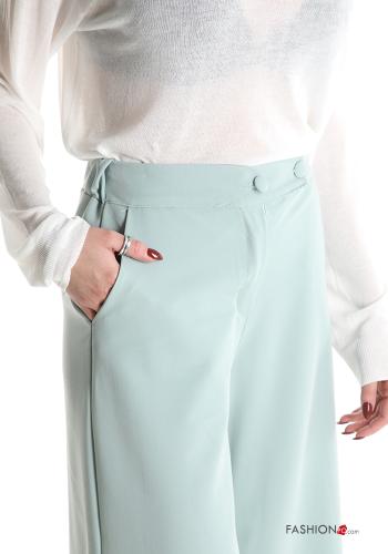 hoher Taille wide leg Hose mit Taschen mit gummizug - ph 4