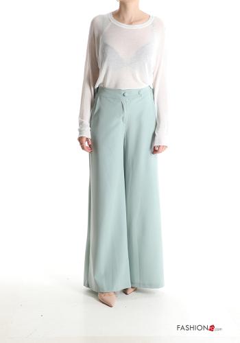hoher Taille wide leg Hose mit Taschen mit gummizug - ph 5