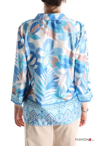 Blusa Fantasia stampata maniche a tre quarti con bottoni scollo a V - ph 2