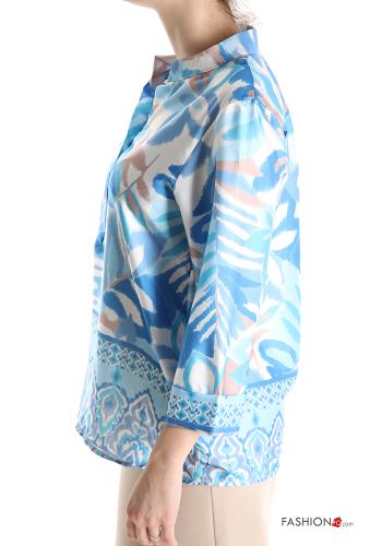 Blusa Fantasia stampata maniche a tre quarti con bottoni scollo a V - ph 3