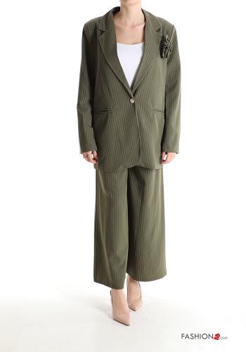 Striped Suit with pockets with elastic with lining with buttons with belt - ph 1