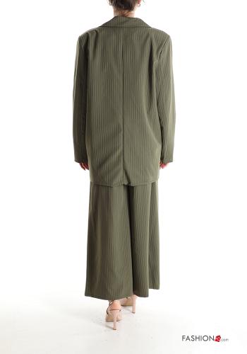 Striped Suit with pockets with elastic with lining with buttons with belt - ph 2