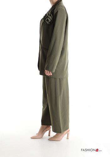 Striped Suit with pockets with elastic with lining with buttons with belt - ph 3
