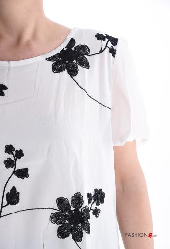 Top chiffon manga curta gola redonda Floral - ph 4