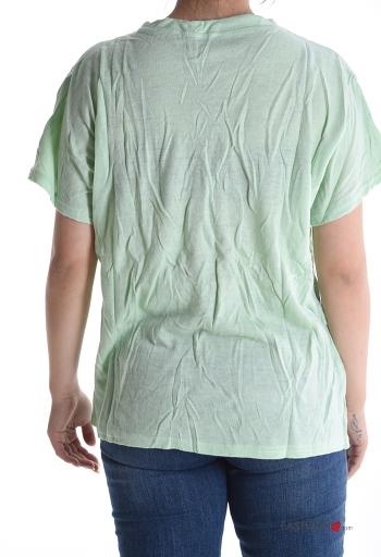 T-shirt manga curta gola redonda com strass - ph 2